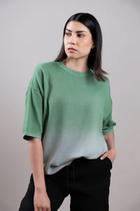 URBVN Summer Grass Tee in Bosphorus - gradient fade detail